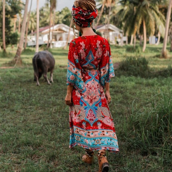 New Bohemian Floral Midi Maxi Dress - Picture 3 of 14